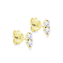 Nova White Zircon Studs Gold