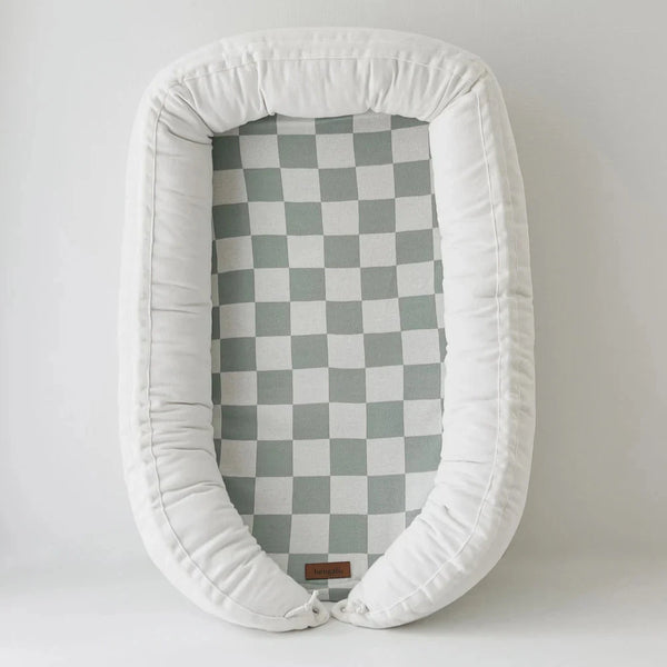 BABY LOUNGER - SAGE GINGHAM