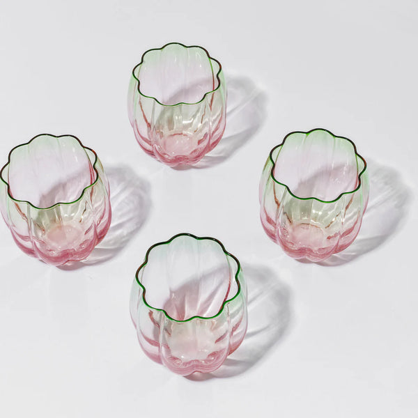 PETAL STEMLESS GLASS - WATERMELON - SET OF 4