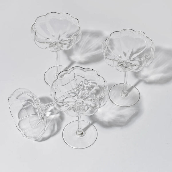 PETAL COCKTAIL GLASS - CLEAR- SET OF 4