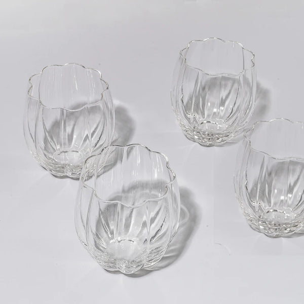 PETAL STEMLESS GLASS- CLEAR- SET OF 4