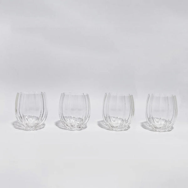 PETAL STEMLESS GLASS- CLEAR- SET OF 4